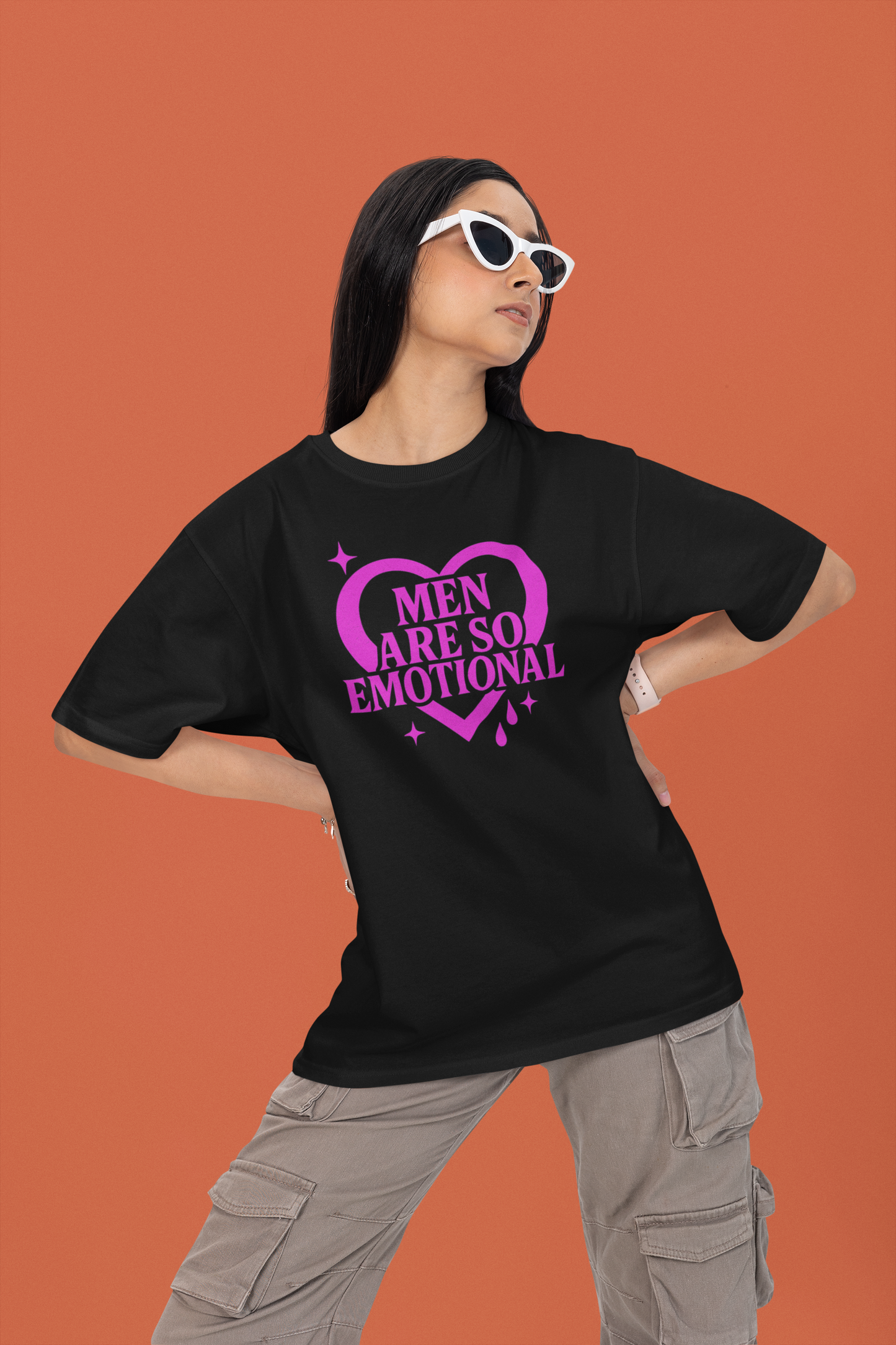 Men Are So Emotional Shirt – Feminist Graphic Tee, 2000s style Funny Empowerment Shirt for Women, Sarcastic Quote Tee
