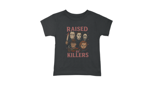 Raised by Killers Horror Graphic Tee - Halloween Movie Shirt