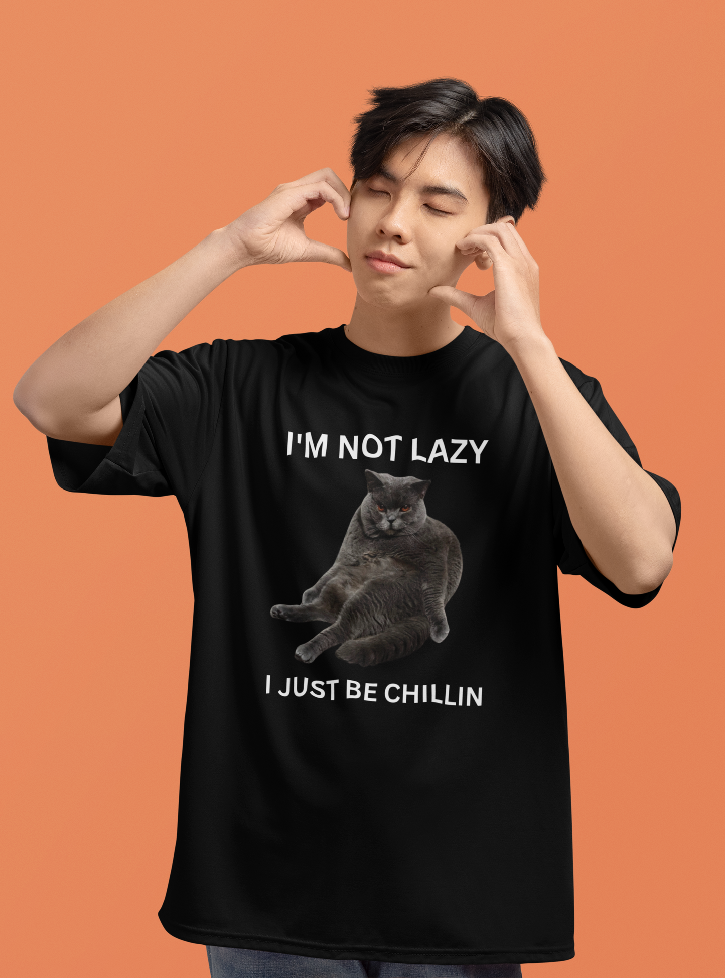 Funny Lazy Cat T-Shirt for Men & Women – “I’m Not Lazy I Just Be Chillin” Tee, Grumpy Cat Graphic Shirt, Chonky Cat Meme Gift