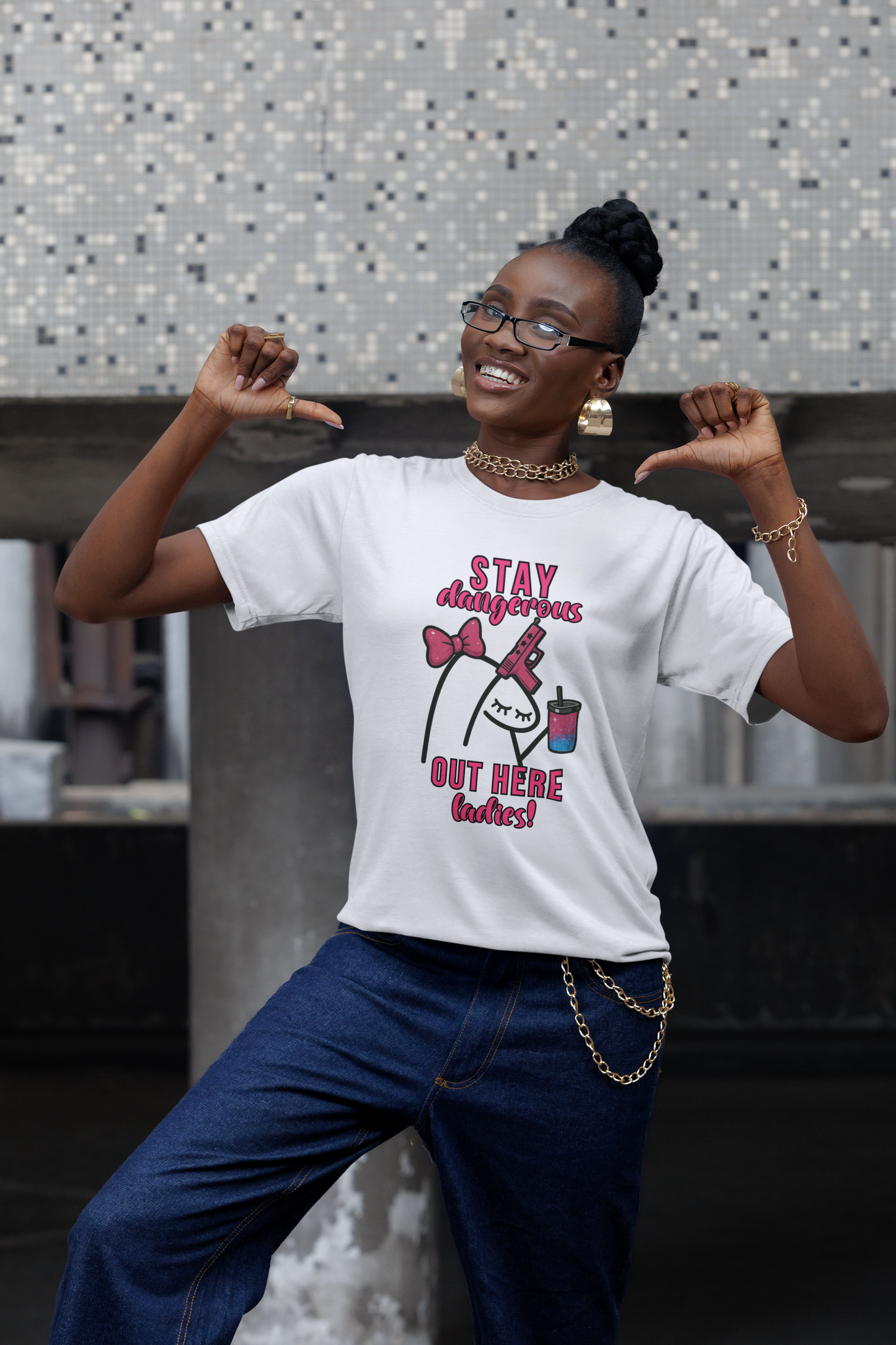 Stay Dangerous Meme Girl Tee – Sassy Feminine Aesthetic Shirt – Viral Meme Inspired Graphic Tee