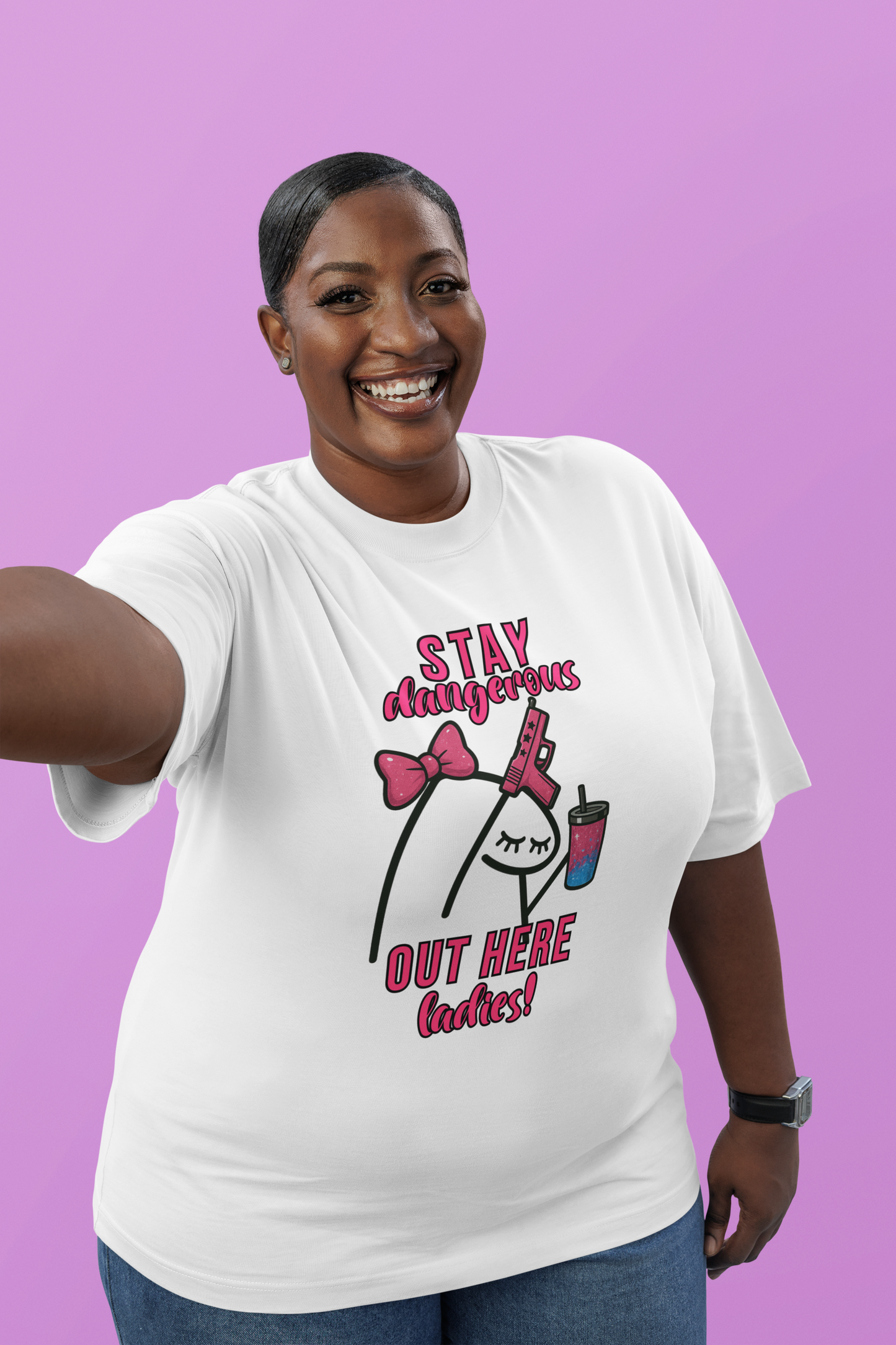 Stay Dangerous Meme Girl Tee – Sassy Feminine Aesthetic Shirt – Viral Meme Inspired Graphic Tee