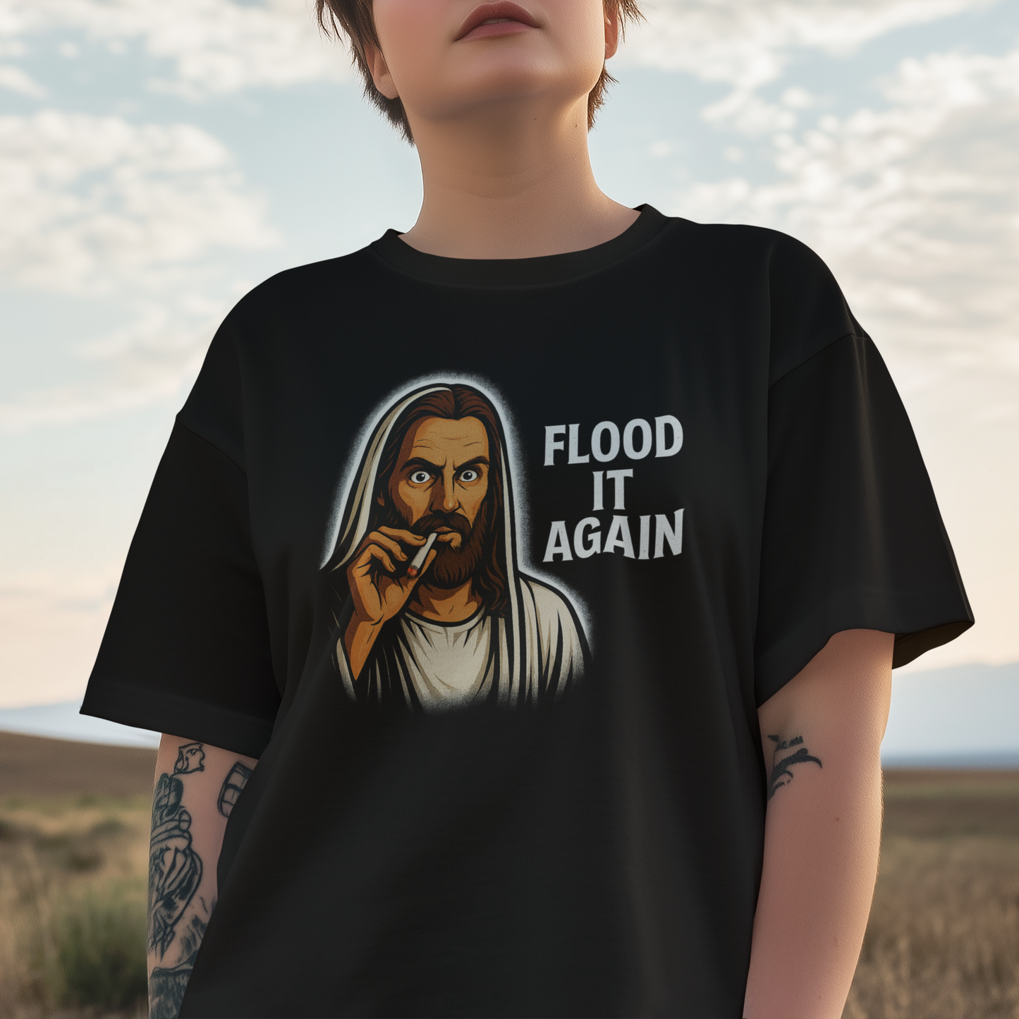 Dark Humor Jesus Graphic T-Shirt: Apocalypse Meme Tee