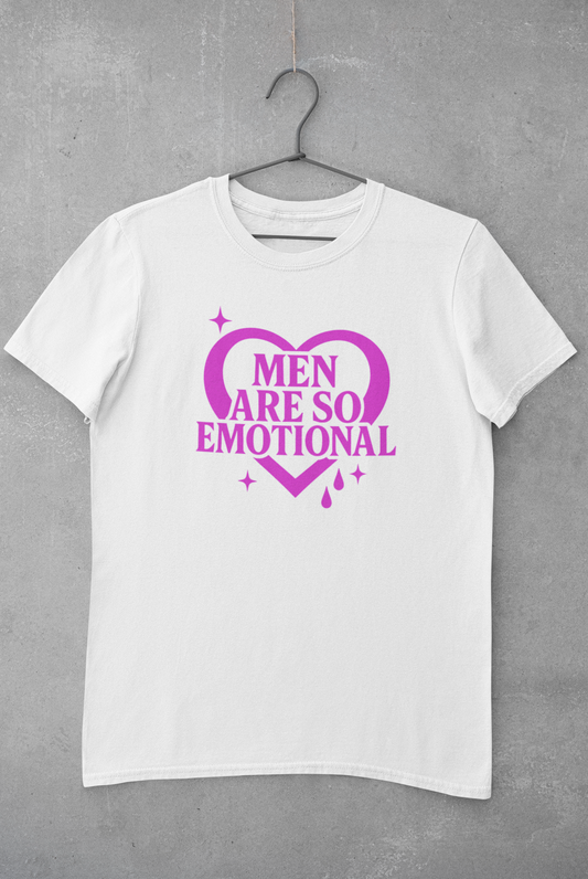Men Are So Emotional Shirt – Feminist Graphic Tee, 2000s style Funny Empowerment Shirt for Women, Sarcastic Quote Tee
