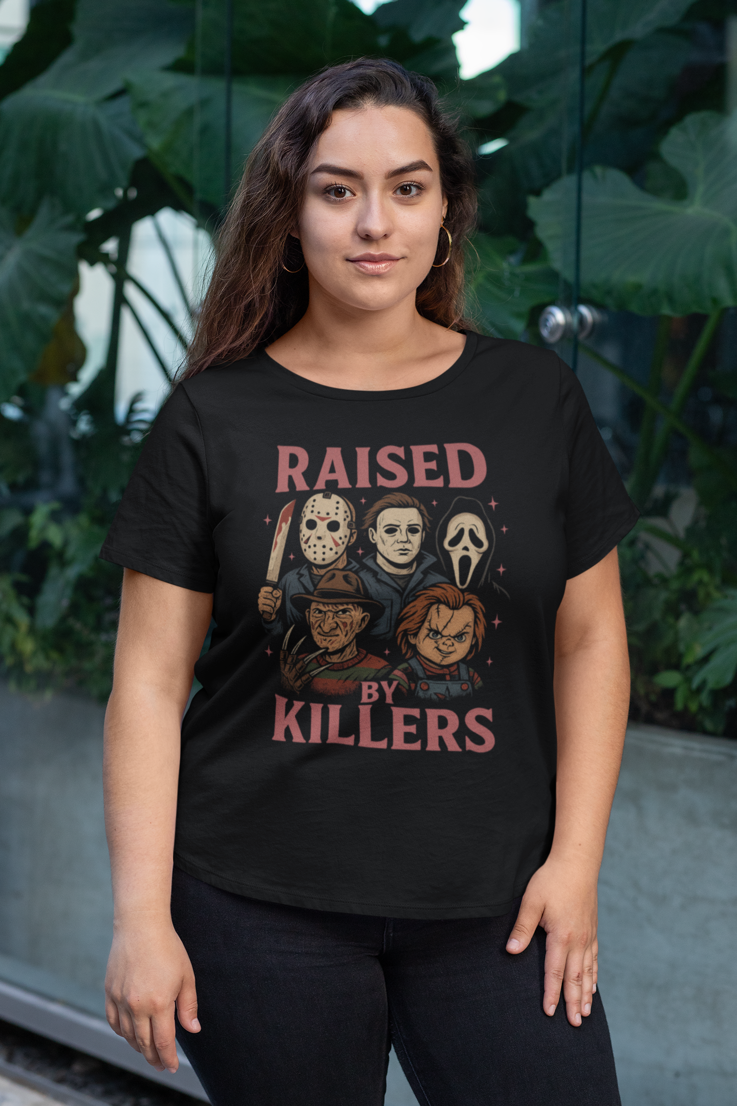 Raised by Killers Horror Graphic Tee - Halloween Movie Shirt